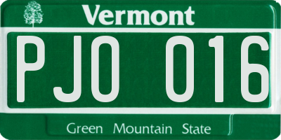 VT license plate PJO016