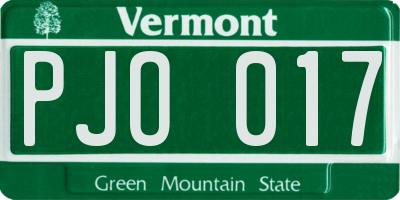 VT license plate PJO017