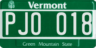 VT license plate PJO018
