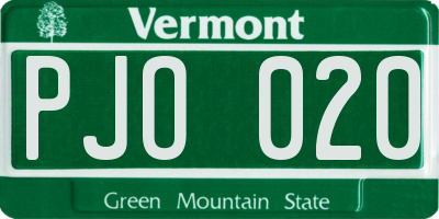VT license plate PJO020