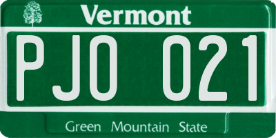 VT license plate PJO021