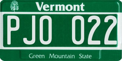 VT license plate PJO022