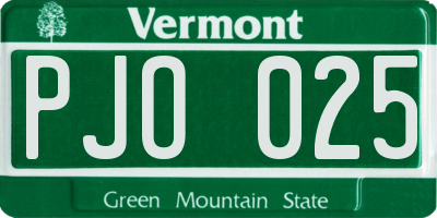 VT license plate PJO025