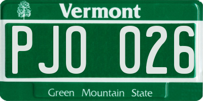 VT license plate PJO026