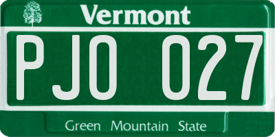 VT license plate PJO027