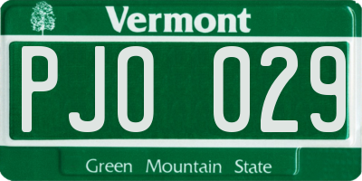 VT license plate PJO029