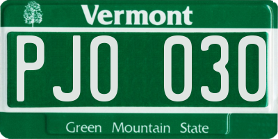VT license plate PJO030