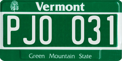 VT license plate PJO031