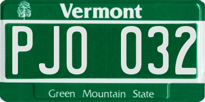VT license plate PJO032