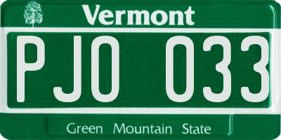 VT license plate PJO033