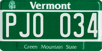 VT license plate PJO034