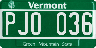 VT license plate PJO036