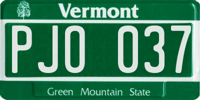 VT license plate PJO037