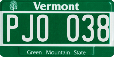 VT license plate PJO038