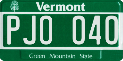 VT license plate PJO040
