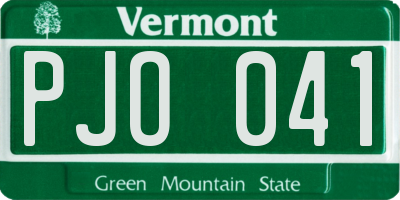 VT license plate PJO041