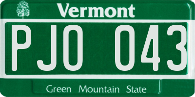 VT license plate PJO043