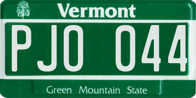VT license plate PJO044