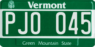 VT license plate PJO045