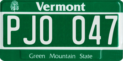 VT license plate PJO047