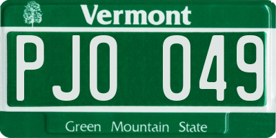 VT license plate PJO049