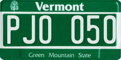 VT license plate PJO050