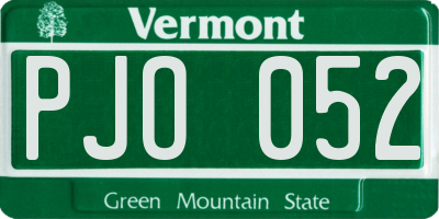 VT license plate PJO052