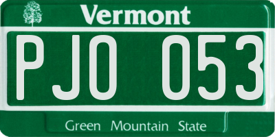 VT license plate PJO053