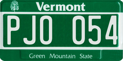 VT license plate PJO054
