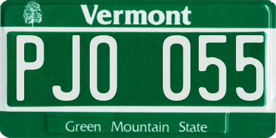 VT license plate PJO055