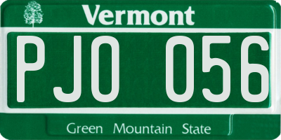VT license plate PJO056