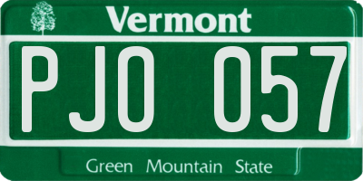 VT license plate PJO057