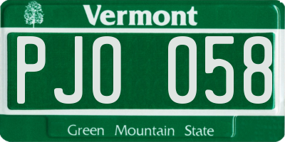 VT license plate PJO058
