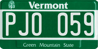VT license plate PJO059