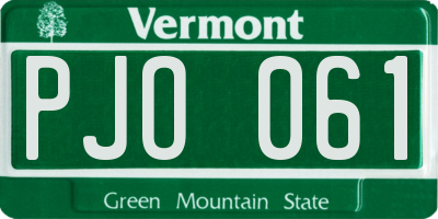 VT license plate PJO061