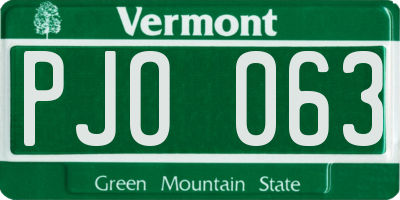 VT license plate PJO063
