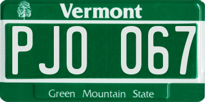 VT license plate PJO067
