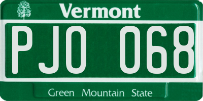 VT license plate PJO068