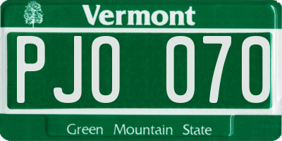 VT license plate PJO070