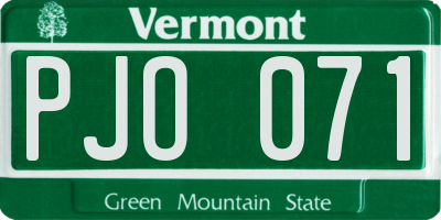 VT license plate PJO071