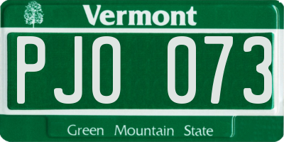 VT license plate PJO073