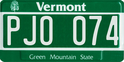 VT license plate PJO074
