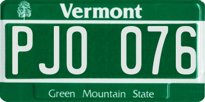VT license plate PJO076