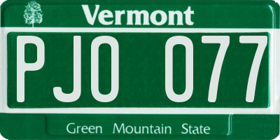 VT license plate PJO077
