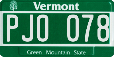 VT license plate PJO078