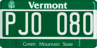 VT license plate PJO080