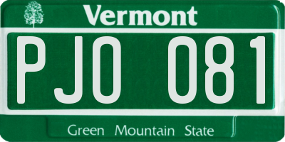 VT license plate PJO081