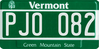VT license plate PJO082