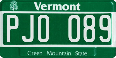 VT license plate PJO089