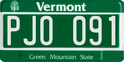 VT license plate PJO091